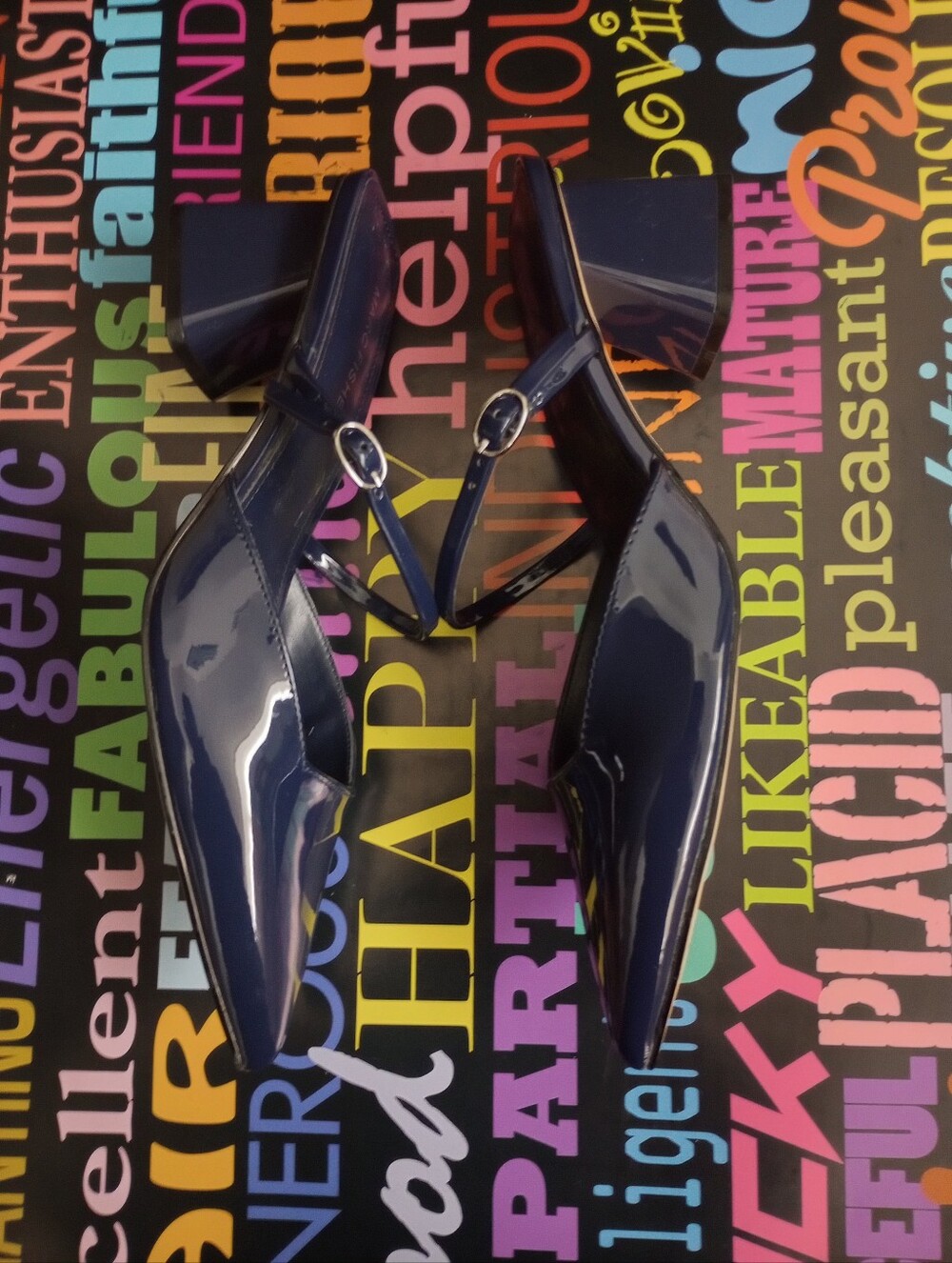 Marc Fisher Navy💙 Blue Patent Pointed-Toe Mules! - Picture 5 of 5